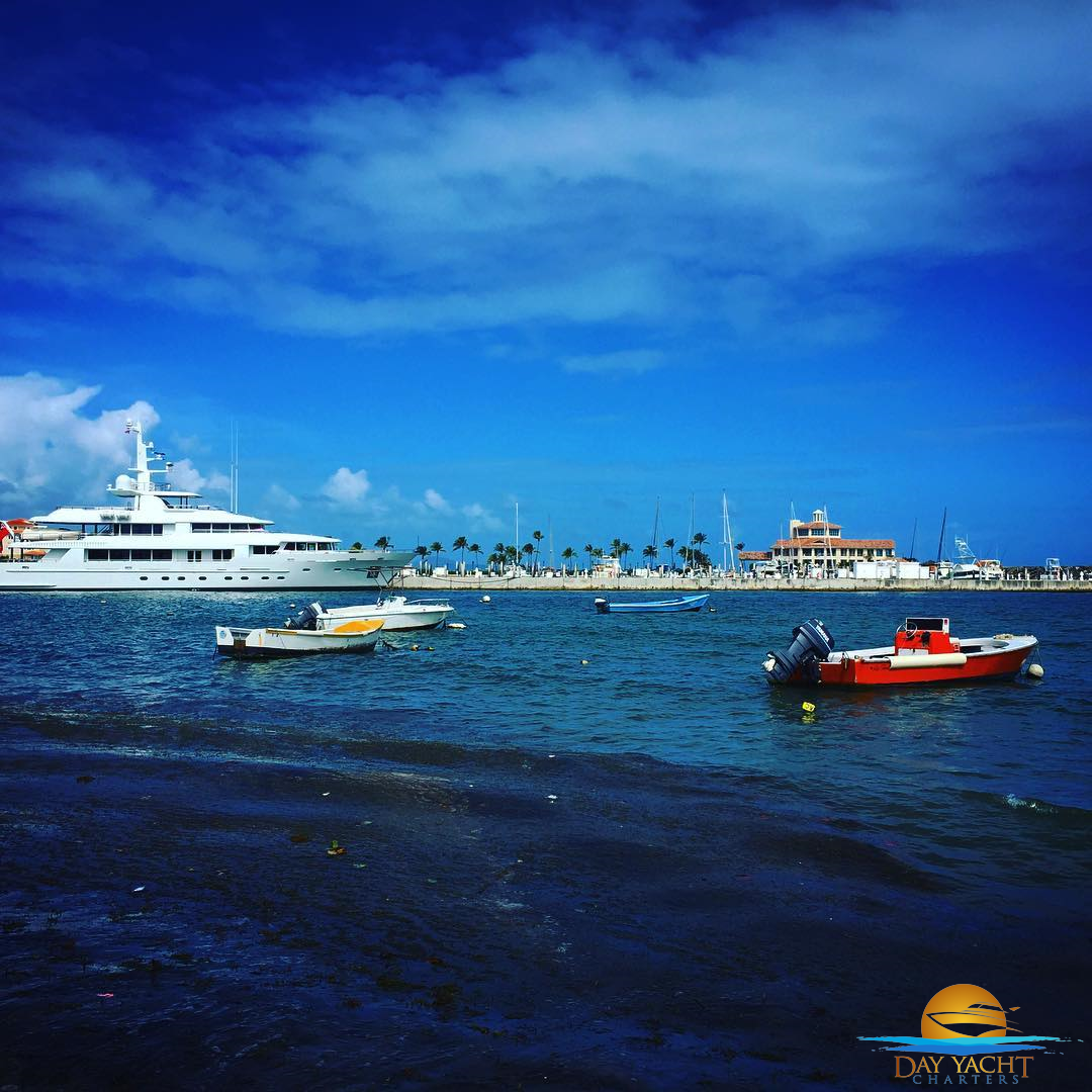 Guests swimming off the yacht swim platform, Puerto Rico catamaran charter